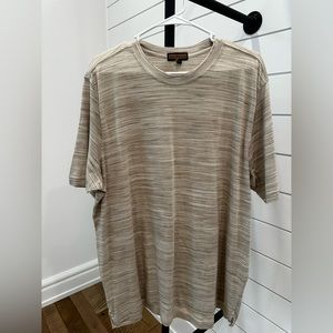 Lenor Romano Men’s Cotton Cream Stripe Short-Sleeve Tee XL